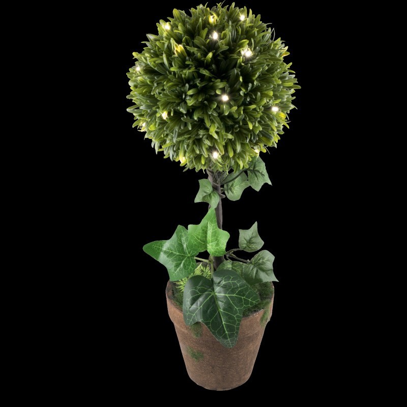 Planta artificiala Buxus, 25 LED-uri, 43 cm, pentru interior